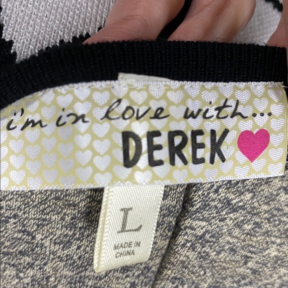 Damask Print Black & White Sweater Dress Size L - Picture 7 of 7